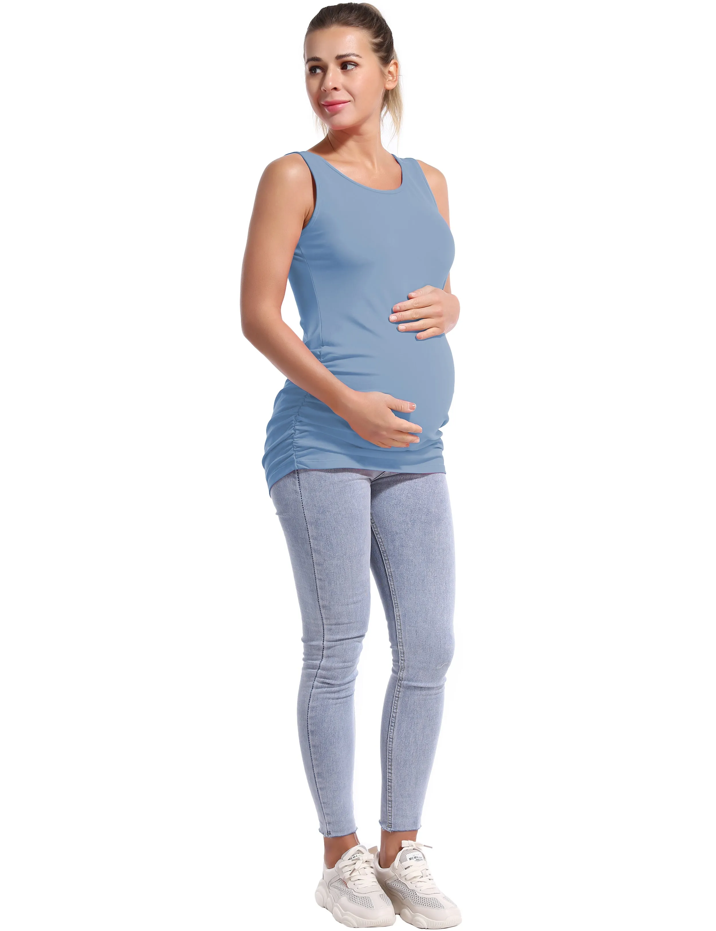 Maternity Side Shirred Tank Top electricblue_Gym