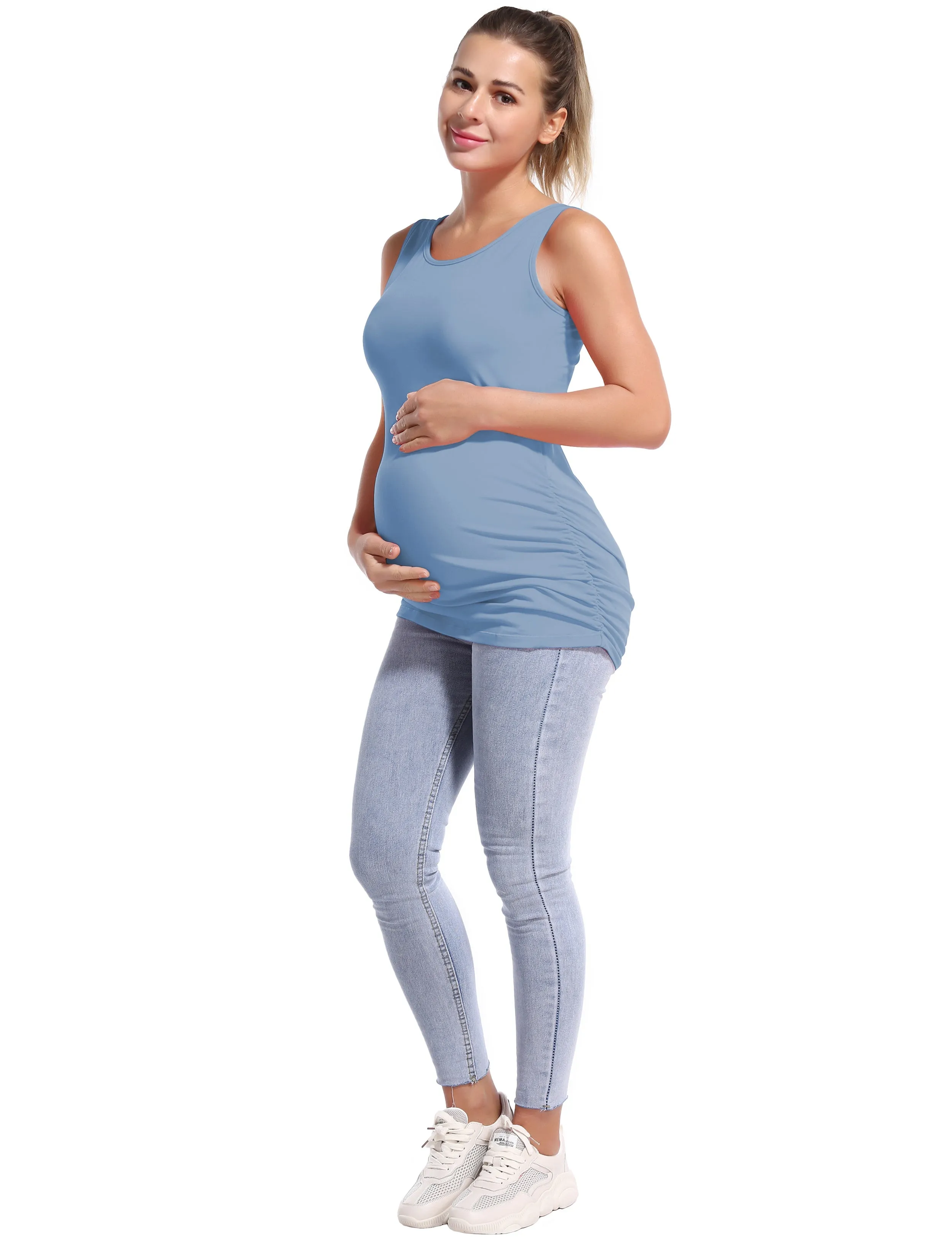 Maternity Side Shirred Tank Top electricblue_Gym