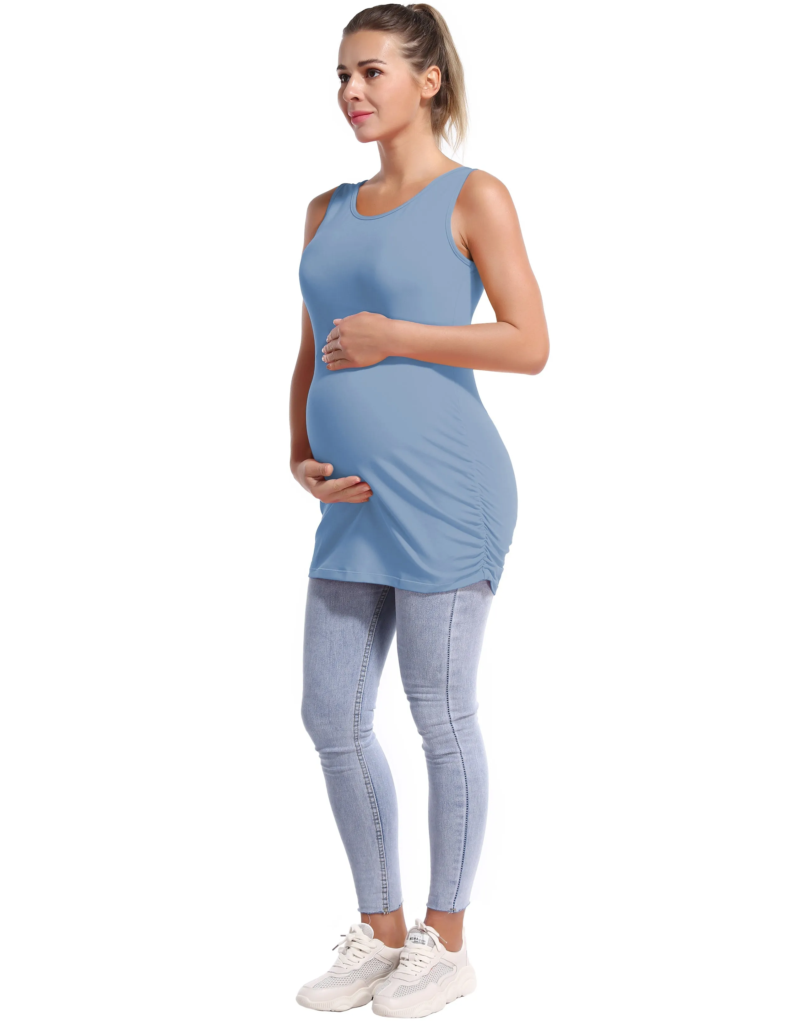 Maternity Side Shirred Tank Top electricblue_Gym