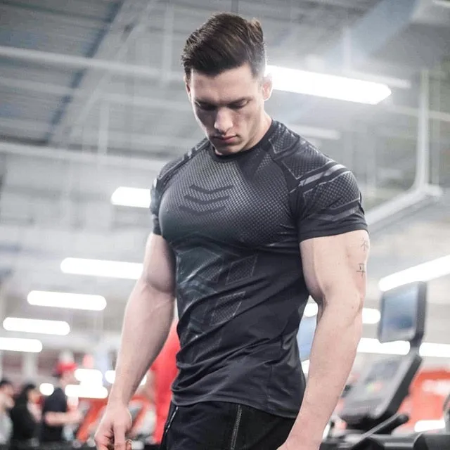 Men Fitness Slim High Elasticity T shirt