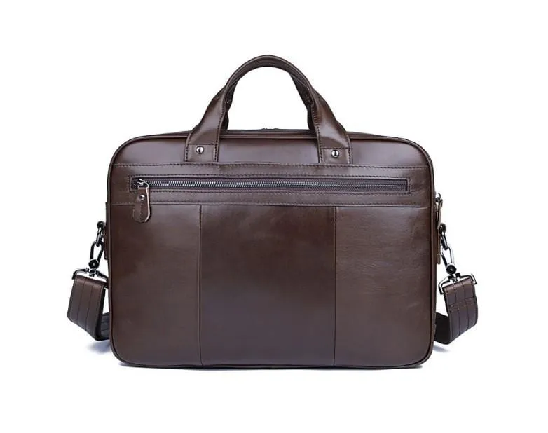 Mens Business Large Leather Laptop Bag Travel Briefcase