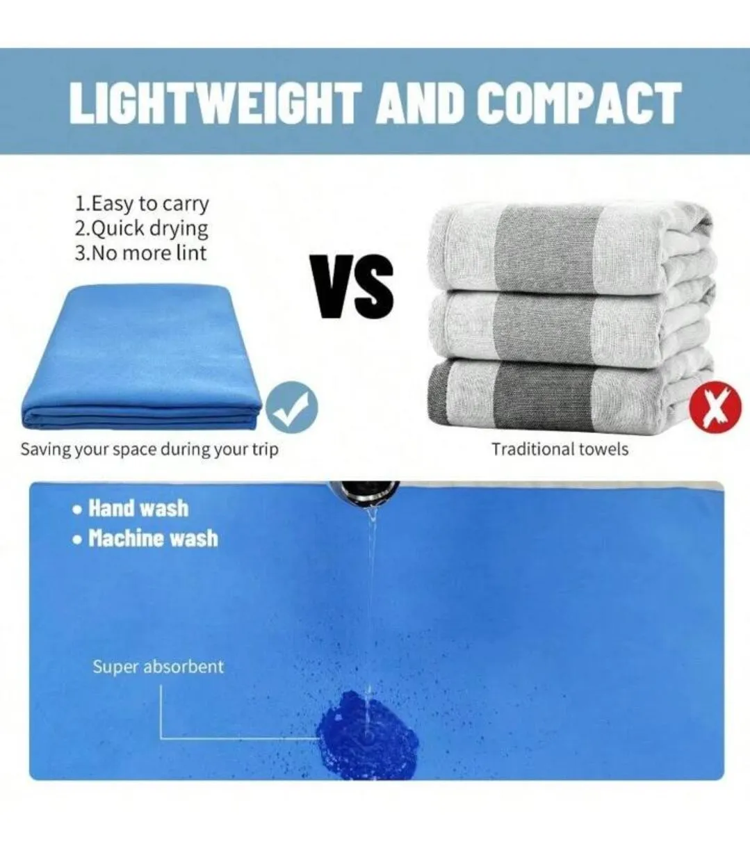 Microfiber Towel Sports Bath Gym Quick Drying Travel Swimming Camping Beach