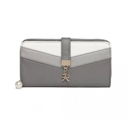 Miss Lulu Mixed Colour Women's Leather Look Clutch Purse - Grey | Elegant & Functional