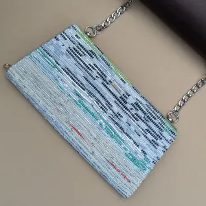 Multicolored Shimmery Upcycled Handcrafted Trapeze Clutch (TC1024-024) PS_W