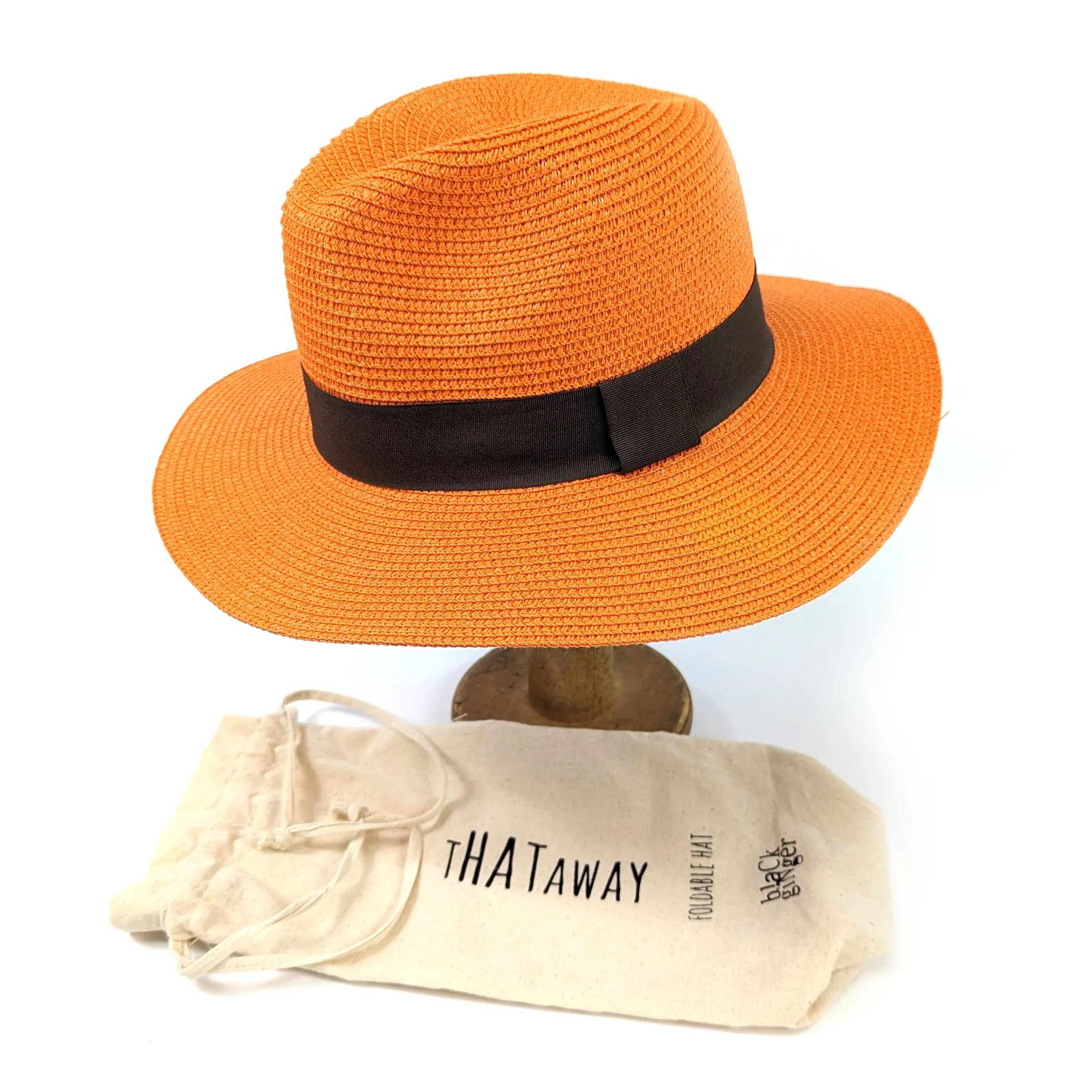 Orange Panama Folding Hat