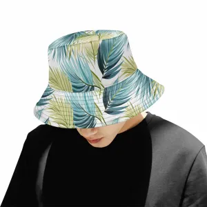 Palm Leaves Blue Green  Unisex Summer Single-Layer Bucket Hat