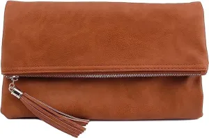 Pamela Envelope Zipper Clutch/Crossbody with Tassel