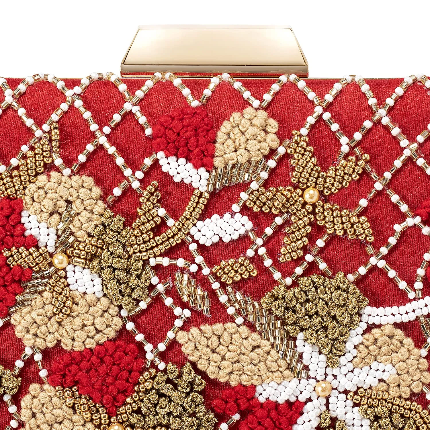 Peora Clutch Purses for Women Wedding Handmade Evening Handbags Party Bridal Clutch Red