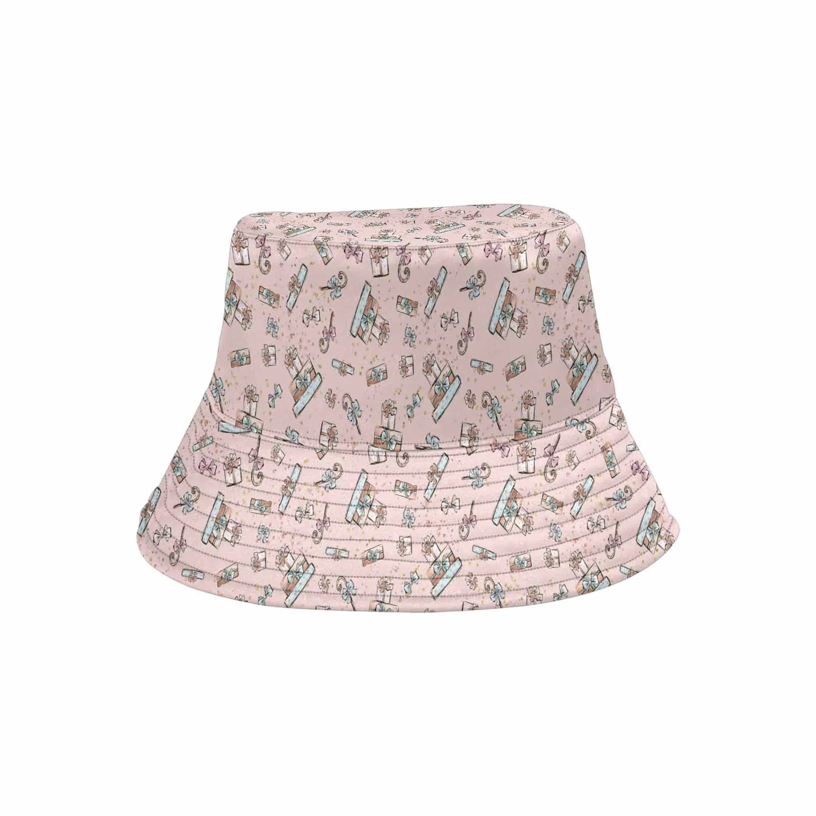 Pink Christmas Presents 50  Unisex Summer Single-Layer Bucket Hat