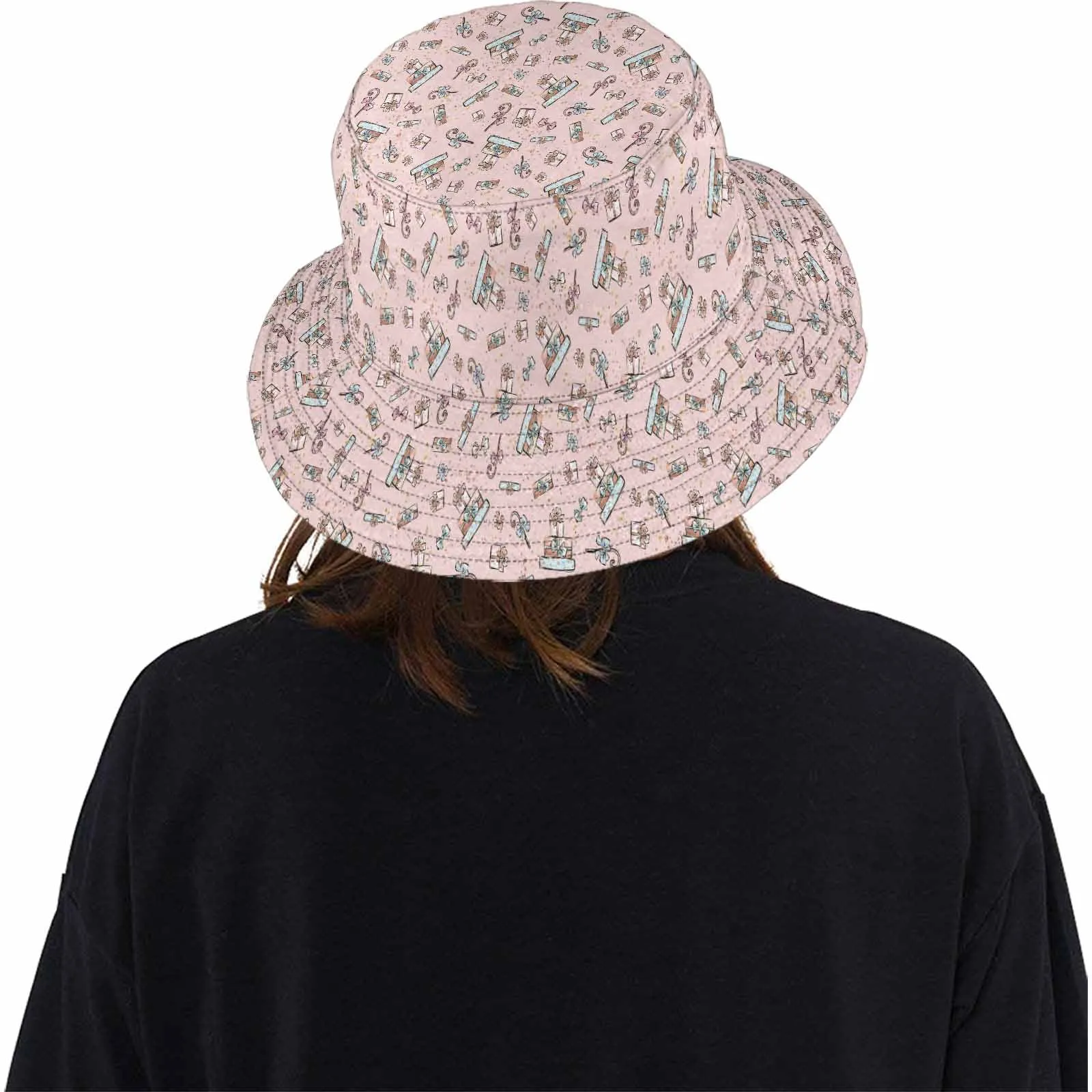 Pink Christmas Presents 50  Unisex Summer Single-Layer Bucket Hat