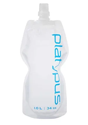 Platypus SoftBottle Flexible Water Bottle with Push-Pull Cap, Platy Logo, 1.0-Liter