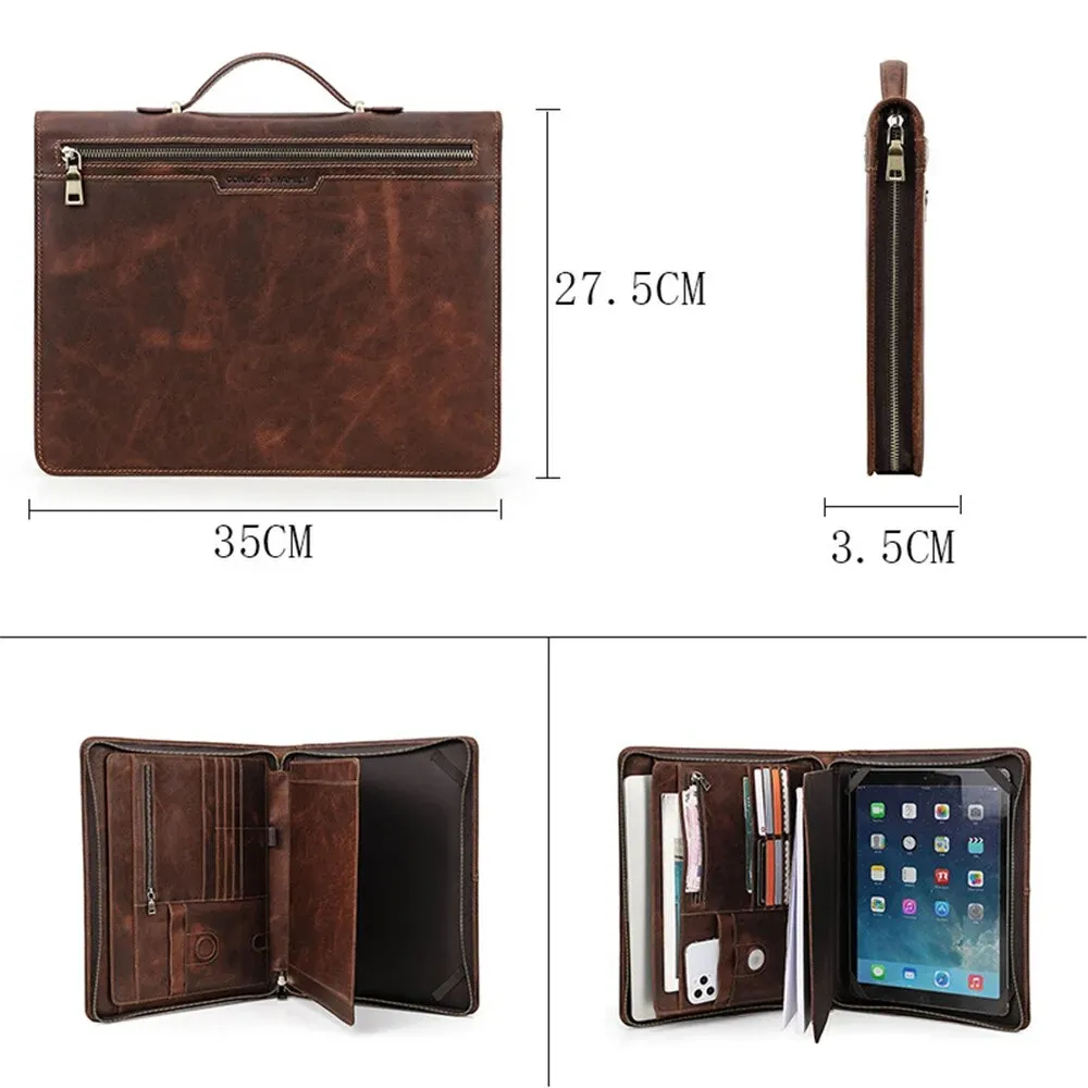 Portable Multifunctional Genuine Leather Laptop Sleeve Bag Suitable For iPad Pro 12.9