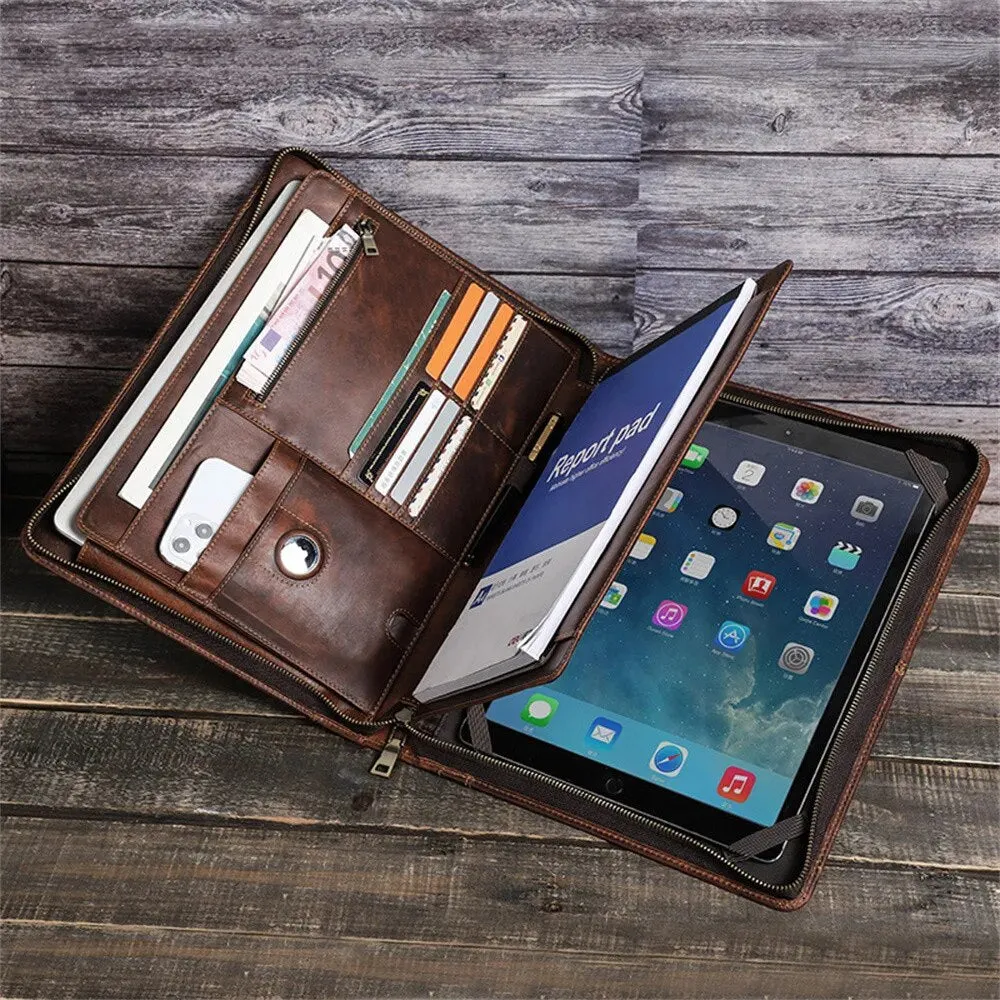 Portable Multifunctional Genuine Leather Laptop Sleeve Bag Suitable For iPad Pro 12.9