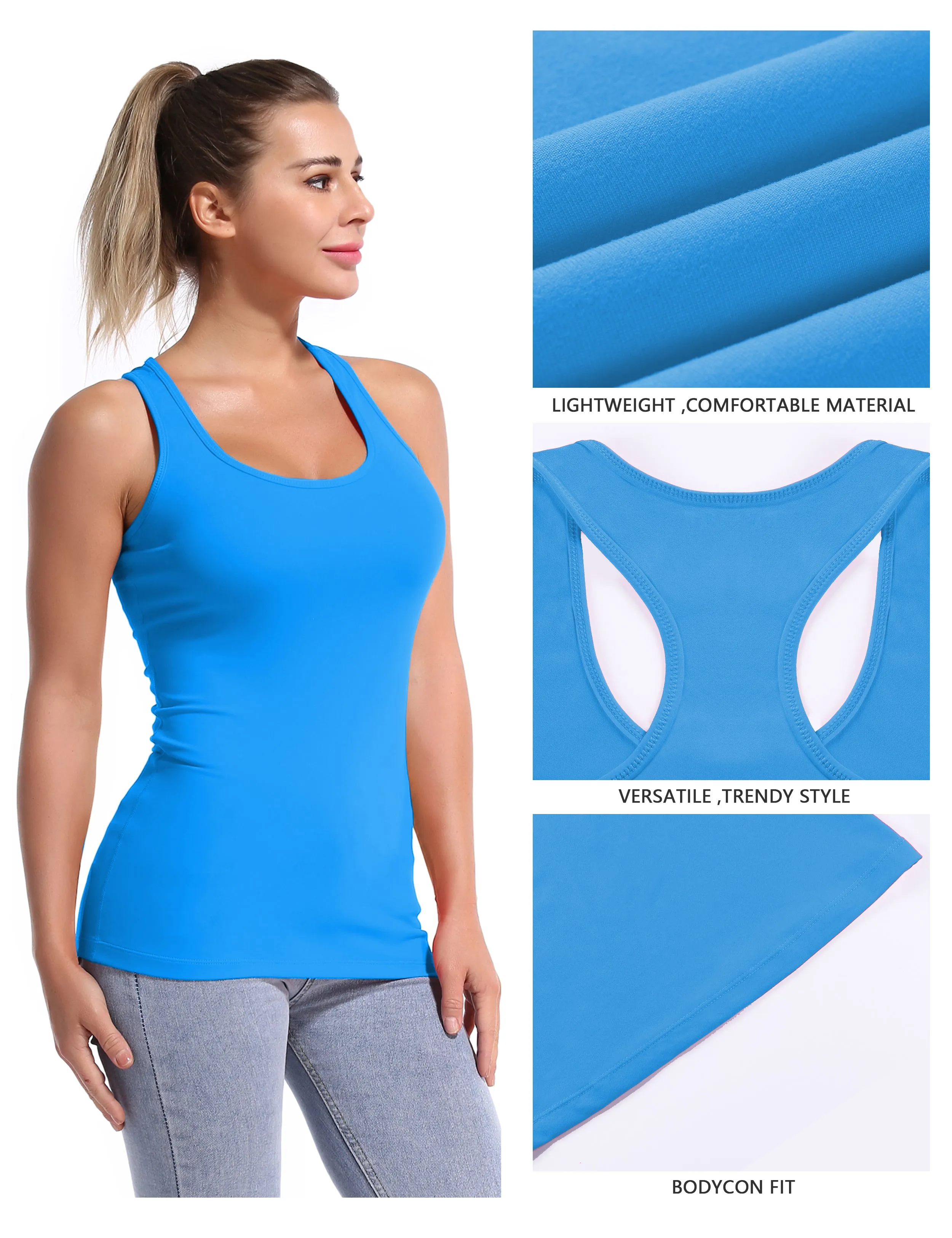 Racerback Athletic Tank Tops electricblue_Gym