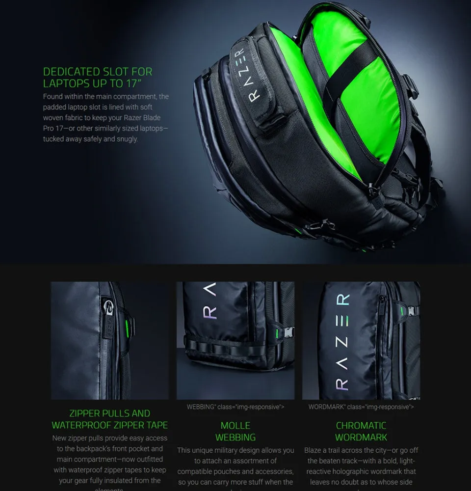 Razer Rogue Backpack V3 Chromatic / Black Ed Travel Backpack with Laptop Compartment (15"/17")