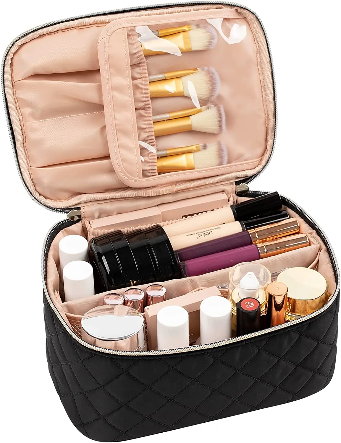 Relavel Rhombus Black Large Capacity Travel Makeup Case