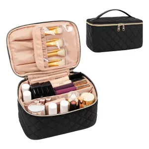 Relavel Rhombus Black Large Capacity Travel Makeup Case