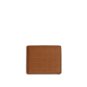 Repeat Compact Zip Wallet in Embossed Calfskin in Tan