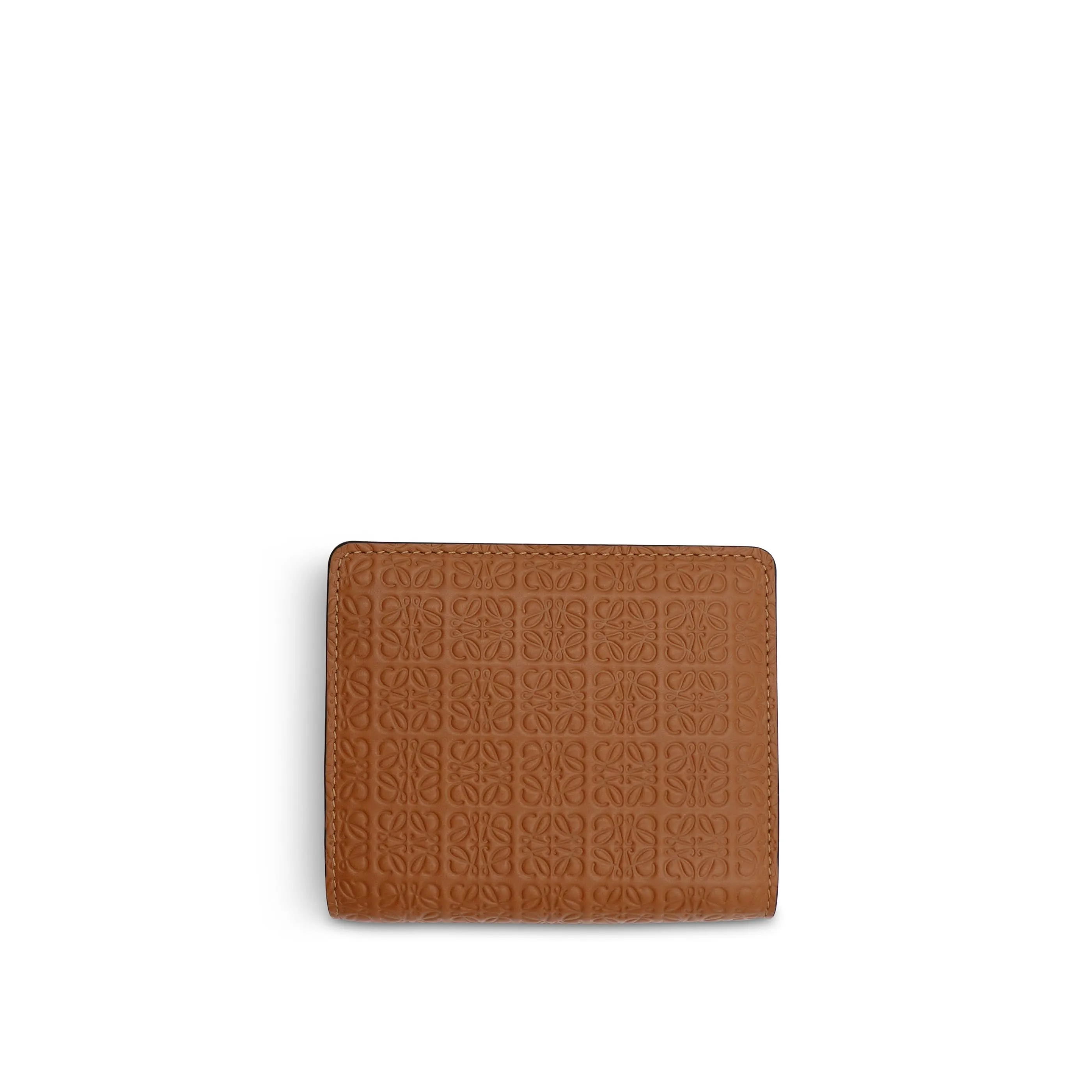 Repeat Compact Zip Wallet in Embossed Calfskin in Tan