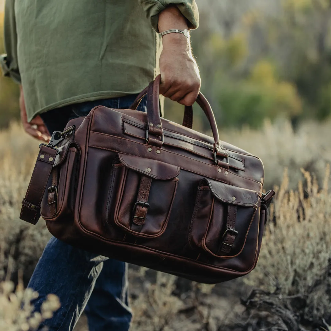 Roosevelt Buffalo Leather Pilot Bag - Large | Dark Oak