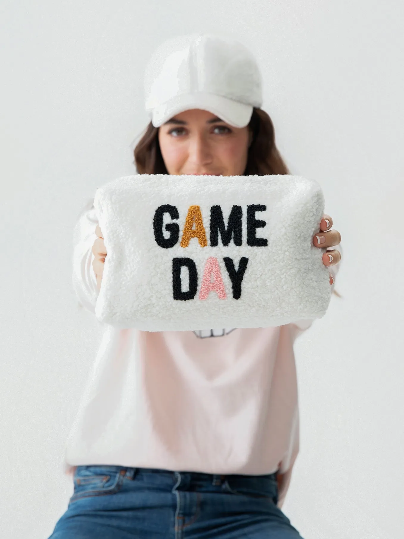 Shiraleah "Game Day" Sherpa Zip Pouch, Ivory