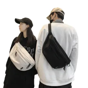 Sohiwoo Gym Chest Bag Multifunctional Waterproof Oversized Fanny Pack Chest Bag Cycling Large Belt Bag for Sports Men Women White Black