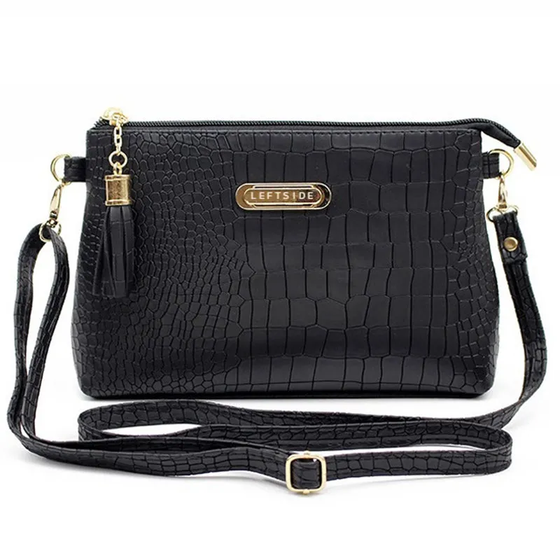 Tassel Crocodile Leather Crossbody Bag