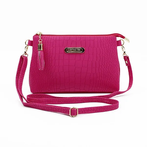 Tassel Crocodile Leather Crossbody Bag