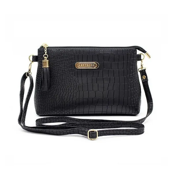 Tassel Crocodile Leather Crossbody Bag