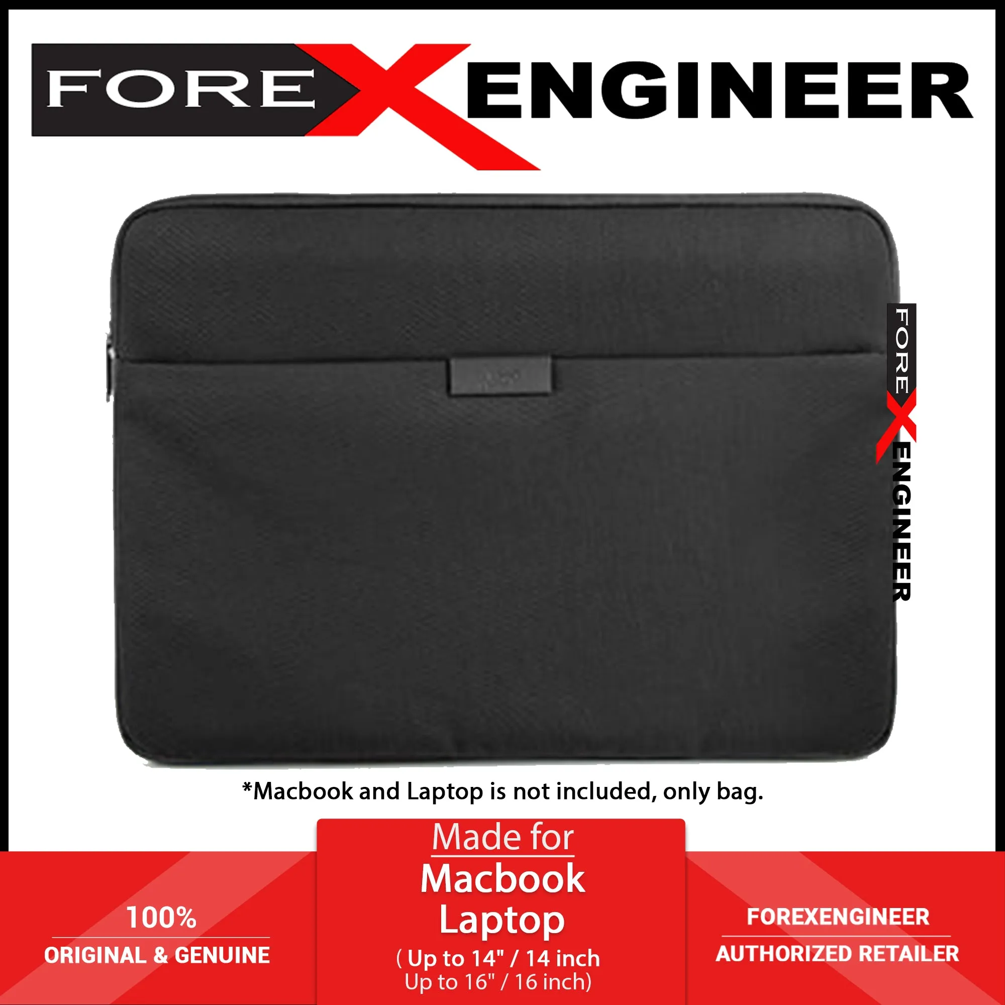 UNIQ Bergen Protective Nylon Laptop Sleeve for MacBook and Laptops Up to 16" - Midnight Black ( Barcode: 8886463680711 )