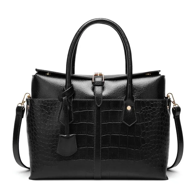 Women Leather Shoulder Crossbody Bag, Alligator Pattern